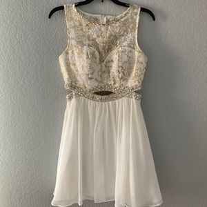 Gold and white Bee Darlin formal dress